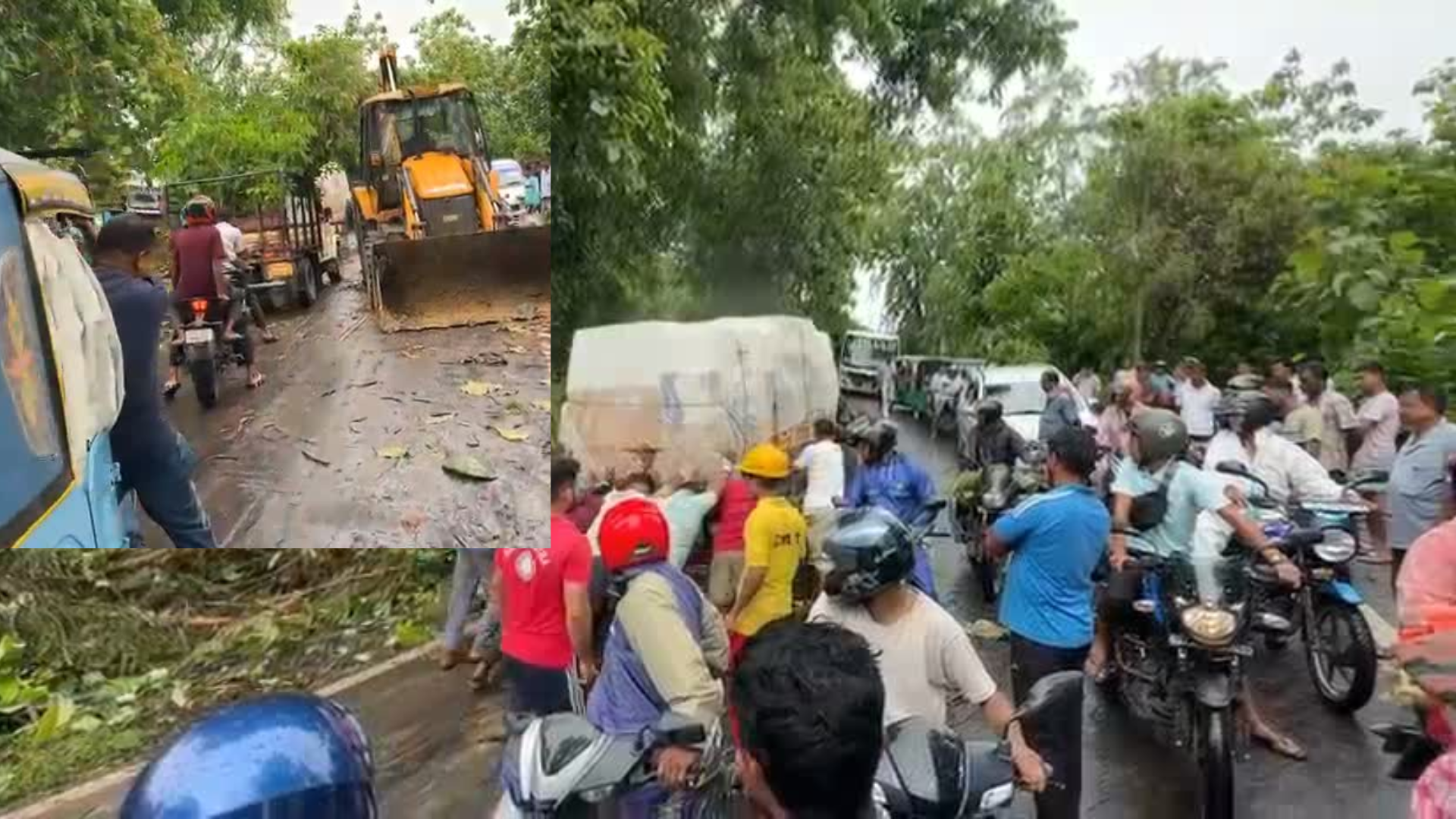 উদয়পুর টু অমরপুর সড়কে আটকে পড়েছে হাজার হাজার গাড়ি! রাস্তায় ভেঙে পড়ে আছে বড়ো বড়ো গাছ।